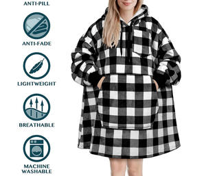 Customized Sherpa <b>Blanket</b> Hoodie for Winter Oversized <b>Wearable</b> Fleece Plush Hood and Pocket for Maximum Warmth and Comfort - Product Image 2