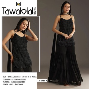 ชุดสูทชาราสำหรับผู้หญิงที่มีงานปักและลูกปัดหนักเหมาะสำหรับงานแต่งงานงานเลี้ยงและงานเฉลิมฉลอง - Product Image 3