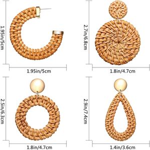 Nouvelle arrivée Style bohème résine boucles d'oreilles pendantes léger Vintage crochet motif rotin pour les fêtes chrétiennes - Product Image 5