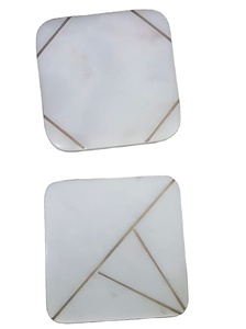 Sous-verre en pierre de café fini en marbre antique lot de 4 pièces sous-verre en marbre de forme ronde pour la décoration de table d'hôtel à la maison - Product Image 2