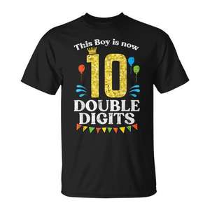T-shirt personnalisable pour le 10e anniversaire de ce garçon, avec couronne à double chiffre, promotionnel - Product Image 1
