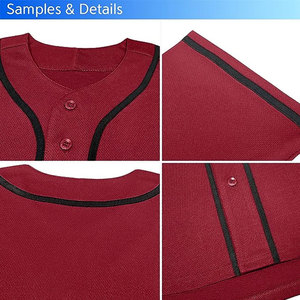 Nuevo diseño personalizado béisbol Jersey hombres raya calle Hip Hop béisbol Tops camisas hombres rayas ligeramente elástico botón Arriba - Product Image 5