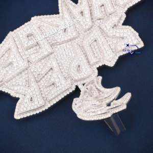 Colgante hecho a mano con letras personalizadas, colgante de plata 925, prueba de diamante VVS Moissanite, joyería de Hip Hop para hombres - Product Image 4