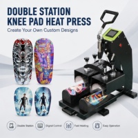 Presse à chaud double station pour genouillères, pour l'impression de logos personnalisés sur protège-tibias de football et le transfert thermique sur manchons de sport
