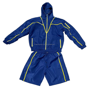 Survêtement d'été respirant avec fermeture éclair pour hommes, survêtement, ensemble de t-shirts coupe-vent en nylon et polyester deux pièces - Product Image 1