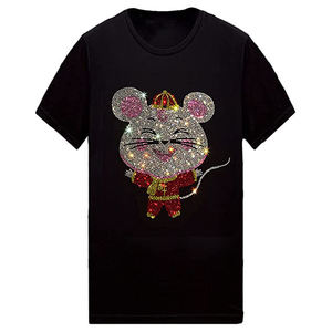 เสื้อยืดผ้าฝ้ายทำจากพลอยเทียมเสื้อยืดผู้ชายแขนสั้นทรงสลิมฟิต - Product Image 1