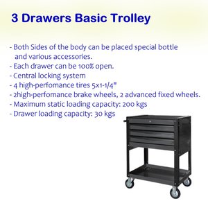 3 <b>Drawers</b> Basic Trolley. - Product Image 5