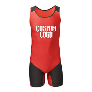 Clothing Gold Wrestling <b>Singlet</b> Discharge Printing Stretch Spandex/Polyester Fabric 260g Lightweight Breathable Front Custom - Product Image 1