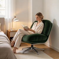 Fauteuil d'appoint pivotant moderne capitonné en velours pour salon et chambre à coucher