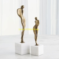 Sculpture Moderne Abstraite en Métal Doré Faite à la Main, Figurine d'Art de Luxe, Décoration Artisanale en Métal pour la Maison, le Bureau, la Table, la Console, l'Étagère