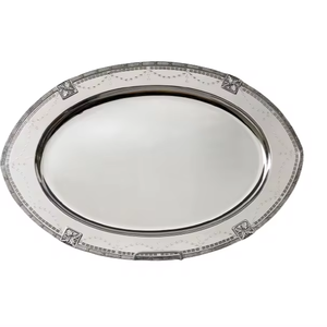 Hotel Catering <b>Buffet</b> Oval STAINLESS STEEL Service <b>Tray</b> Fruit Cake Display Serving Decorative Metal Mirror Wedding <b>Tray</b> - Product Image 1