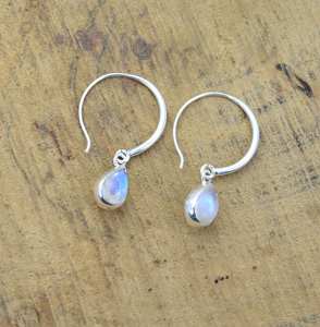 ต่างหูเงินแท้ 925 ประดับพลอยมูนสโตนสีรุ้ง 1 คู่ ต่างหูพลอยประจำเดือนมิถุนายน เครื่องประดับสำหรับผู้หญิง - Product Image 3