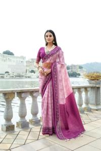 Soie douce élégante avec imprimé floral et Zari tissage Saree femme fabricant et fournisseur de mode de Surat au taux le plus bas - Product Image 2