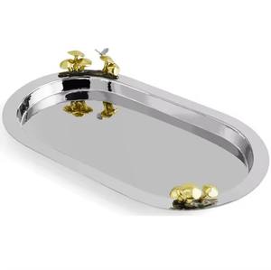 Plateau de service en métal écologique durable fait à la main avec des accents dorés, design moderne, passe au lave-vaisselle, pour la maison, l'hôtel, les mariages, les fêtes - Product Image 5