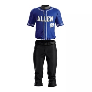 Uniforme de baseball court respirant et uni 100 % polyester, impression numérique personnalisée, évacuation de l'humidité, grande taille, vêtements de sport pour softball - Product Image 4