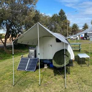 Remolque de viaje de aluminio Retro Mini Teardrop del proveedor australiano Camper todoterreno económico Camper Truck Outdoor Silver Dark 2-Person - Product Image 1