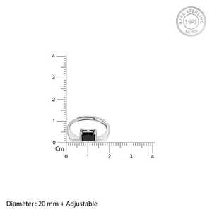 Bague carrée élégante en argent noir à la mode en acier inoxydable plaqué or incrusté de moissanite taille libre couleur placage 18 carats - Product Image 6