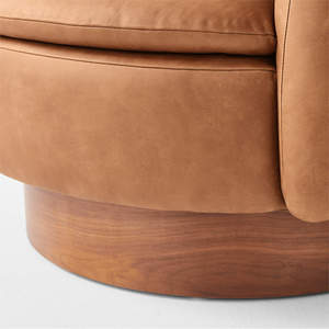 Fauteuil pivotant moderne en cuir avec structure en bois, fauteuil <span class=keywords><strong>de</strong></span> détente individuel, fauteuil d'appoint pour salon, appartement, hôtel - Product Image 4