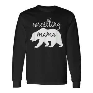 Camiseta de manga larga para mamá luchadora, camiseta promocional de lucha libre para mamás - Product Image 1