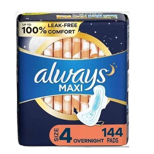 Always Maxi Feminine Pads Tamaño 4 Absorbencia durante la noche 48 Count X 3 Packs (144 Count Total) Mujer Multipack Wings Cotton - Product Image 2