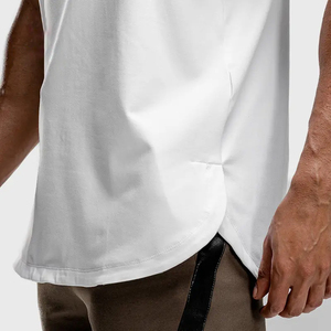 Débardeur de sport sans manches en coton/fibre de bambou pour homme, tendance, avec logo personnalisé, séchage rapide, respirant, design stringer - Product Image 4