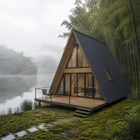 Maison préfabriquée moderne en acier, structure en A, maison triangulaire avec système de salle de bain complet