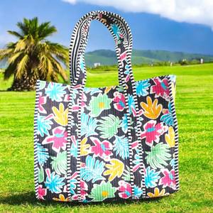 Sac fourre-tout matelassé vintage bohème fait main avec fermeture éclair, doublure en toile, léger, pour l'hiver, l'été, les voyages, le shopping, la mode, en coton pour femme - Product Image 1