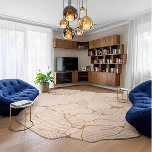 Tapis de luxe personnalisé à motif irrégulier de pierre Tapis moderne en laine abstrait pour le salon et la décoration intérieure - Product Image 4