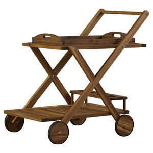 Chariot de service de bar en bois de luxe pour terrasse meubles de bar à 2 niveaux pour restaurant ensemble de meubles de salle à manger vente en gros - Product Image 3