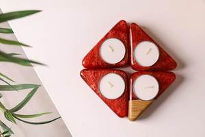 Porte-bougie en résine et bois artisanal, décoration de table, bougeoir pour bougie chauffe-plat, forme personnalisée, maison, bureau, hôtel - Product Image 6