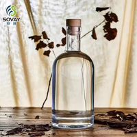 200ml 375ml 500ml Vodka Spirits Gin Rhum Tequila Bouteille en verre transparente vide avec liège