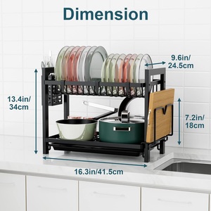 Escurridor de platos pequeño multifuncional Diseño único Estante de platos y platos de acero inoxidable para instalación de tipo de soporte de fregadero de cocina - Product Image 3