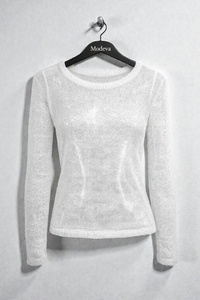 Camiseta de Manga Larga de Malla de Alta Calidad para Mujer, Azul, Tejido Transparente, Top de Manga Larga - Ligero para Usar en Capas - Product Image 6