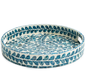 Bandeja de Servicio Hecha a Mano de Resina con Incrustaciones de Nácar, Personalizable, el Mejor Color, Bandeja de Madera y Metal de la India, el Mejor Diseño, Bandeja con Incrustaciones de Hueso - Product Image 1