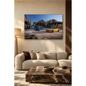 Impression sur toile Fida Blue and Yellow Mercedes-AMG GT in Cowboy Town - Product Image 5