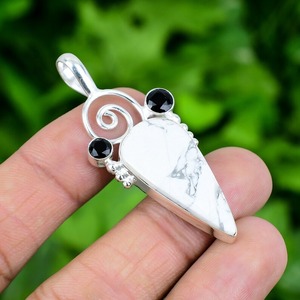 Classical Pendant Jewelry for Women Silver Boho Style Jewelry 925 Sterling Silver Howlite Gemstone Handmade Pendant Gift <b>Wife</b> - Product Image 2
