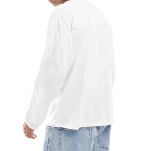 เสื้อยืดแขนยาวสำหรับผู้ชาย, เสื้อยืดคอกลมทรงโอเวอร์ไซส์ผ้าฝ้ายออกแบบโลโก้ได้ตามที่ต้องการ - Product Image 4