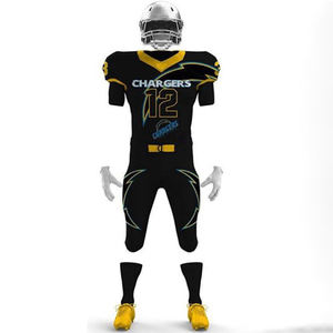 ชุดกีฬาฟุตบอลอเมริกันสีทองแบบปรับแต่งได้ชุดทีมจากสหรัฐอเมริกามาใหม่ขายส่งแขนสั้นระบายอากาศ - Product Image 1