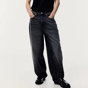 Pantalon en jean ample de grande taille en coton de haute qualité, lavage léger, pour hommes, impression personnalisée 2026, pantalon en denim pour hommes - Product Image 1