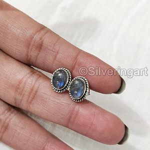 Women's <b>Stud</b> Earring Natural Labradorite Gemstone Bohemian <b>Studs</b> Earring Handmade Jewelry 925 Sterling <b>Silver</b> <b>Stud</b> Earring - Product Image 2