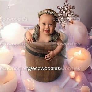 Lit et bols modernes écologiques faits à la main pour bébé accessoires confortables en bois de photographie de nouveau-né pour parc et salon - Product Image 6