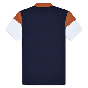 Piqué ecológico de algodón 100% de gama alta personalizable para hombre, para Polo, patrón de bloque azul marino sólido, estilo informal con logotipo frontal - Product Image 4