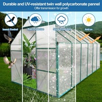 Serre de jardin moderne en aluminium 6x4FT avec polycarbonate et toit ventilé réglable