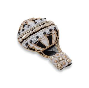 เข็มกลัดบอลลูนอากาศสีชมพูลูกปัดคริสตัลไข่มุกทองแท่งปักมือแฟชั่นสำหรับงานแต่งงานงานหมั้นของเด็ก - Product Image 4