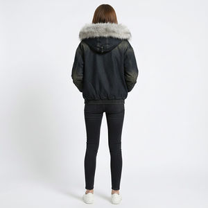 Veste en jean à capuche unisexe personnalisée, en molleton de coton de haute qualité, fermeture éclair, délavée au soleil, noire, avec doublure en fourrure, coupe ample, design 2026 - Product Image 6