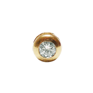 9K Solid Gold <b>Stud</b> <b>Earrings</b> With Round Brilliant Zircon (Available 10K, 14K, 18K) Women Kids Ear Clip Screw Back Made in Spain - Product Image 1