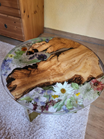 Table basse de luxe moderne en bois d'acacia et résine, design artistique, étanche, couleur personnalisable, pour salon, Diwali, Sympathie