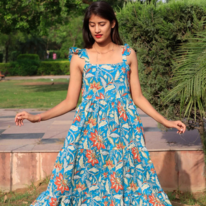 Vestido de Verano de Algodón para Mujer con Bordado Floral, Diseño Moderno y Decoración de Botones, Mangas Largas, Transpirable - Product Image 1