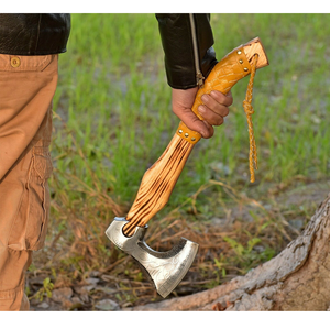 Hache viking artisanale en acier à haute teneur en carbone, manche en acier de qualité industrielle, étui en cuir, camping, survie en plein air, 1,5 kg, 1 - Product Image 3