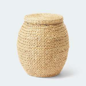 Panier de rangement tissé avec couvercle, ottoman élégant, panier de rangement tissé à la main, vente en gros, écologique, fabriqué par VgreenArt au Vietnam - Product Image 1